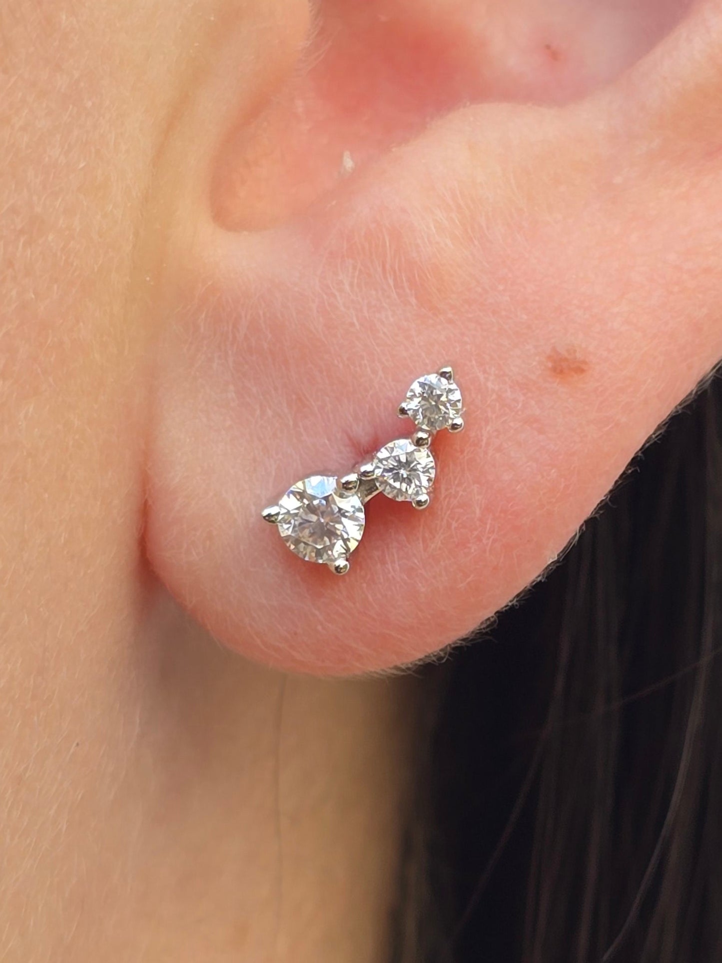 Silver Triple-Stud Drops