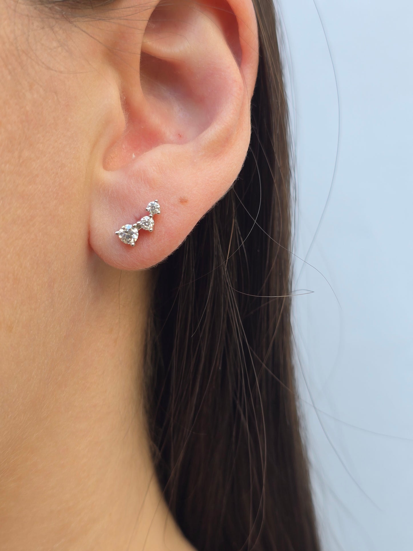Silver Triple-Stud Drops