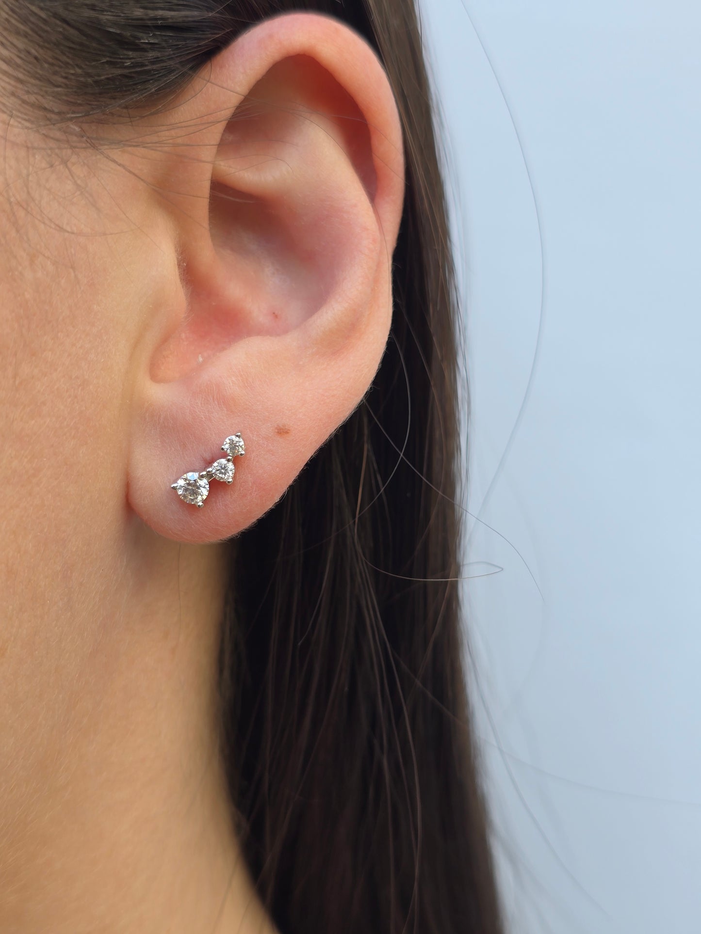 Silver Triple-Stud Drops