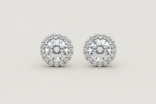 Aretes Moissanita Radiant Dot